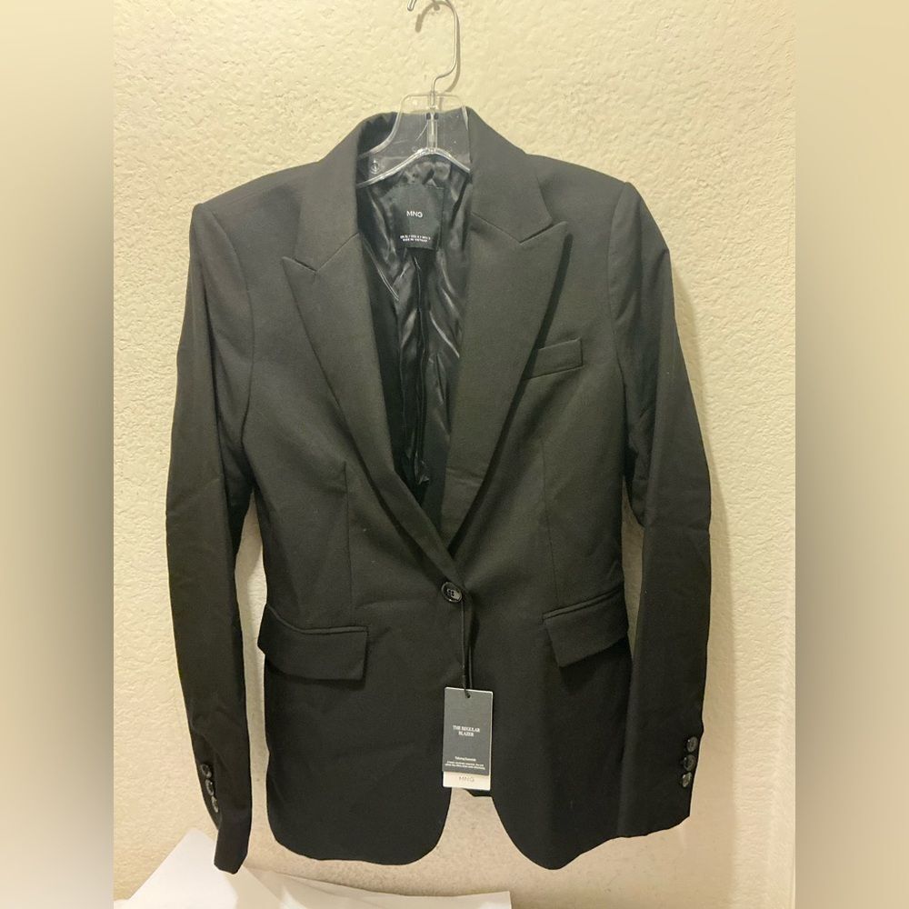 NWT MNG by Mango Women’s Black Blazer  Single-Button Notch-Lapel size 36/ US 4